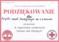 Dyplom – podziękowanie dla ZSP w Lublinie. Kliknięcie w miniaturkę obrazka spowoduje wyświetlenie powiększonego zdjęcia.